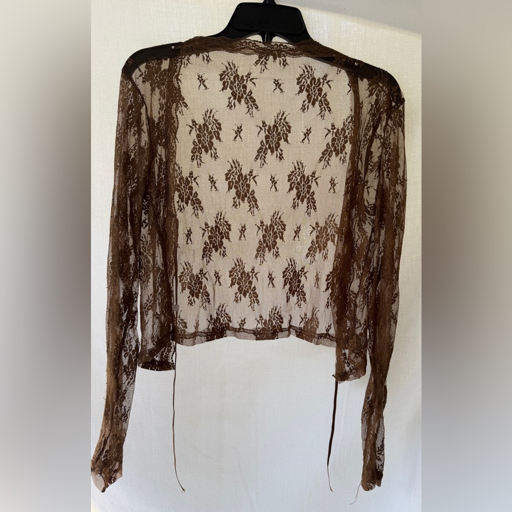 NWoT Brown Lace Cardigan Large